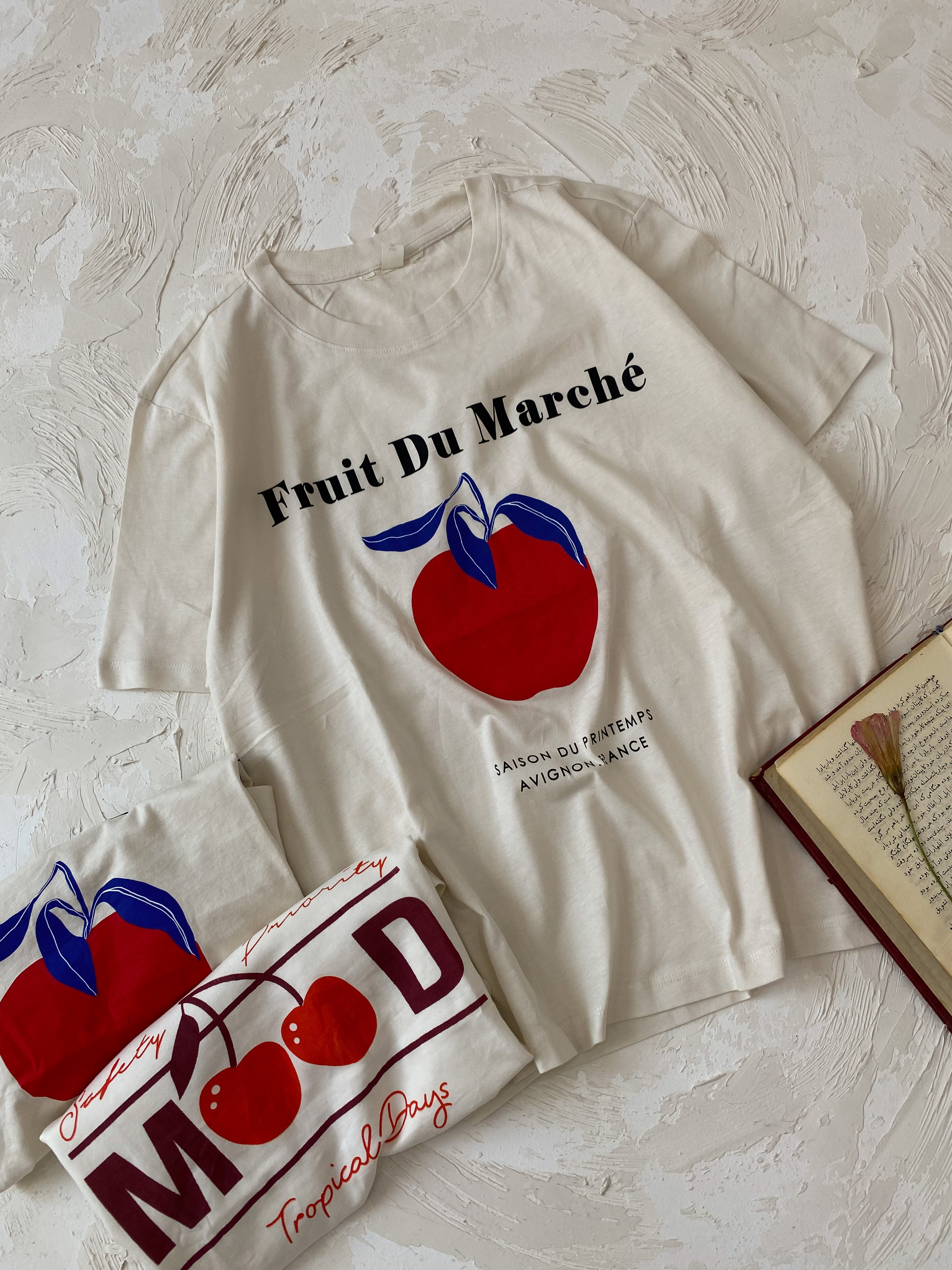 تیشرت دخترانه باکسی red apple، cherry pop